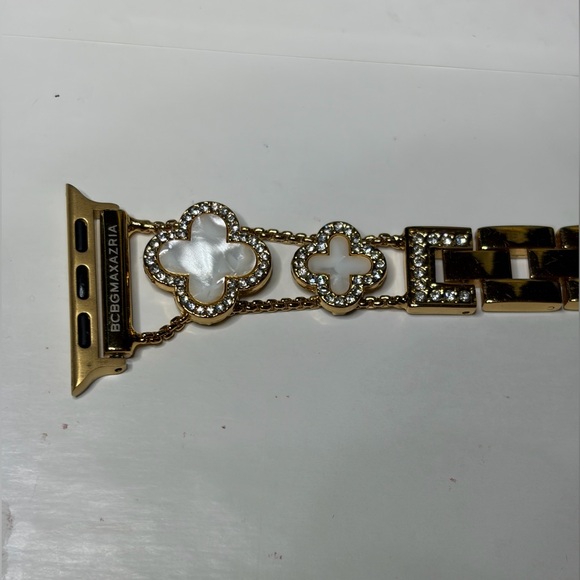 BCBGMaxAzria Gold and White Link Apple Watch Band - Picture 4 of 6
